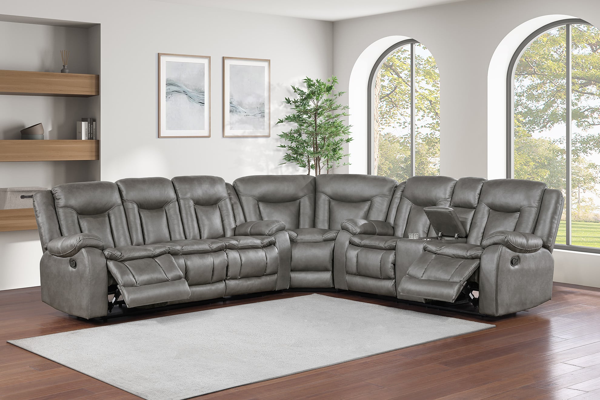 Morello gray sectional motion collection new classic furniture